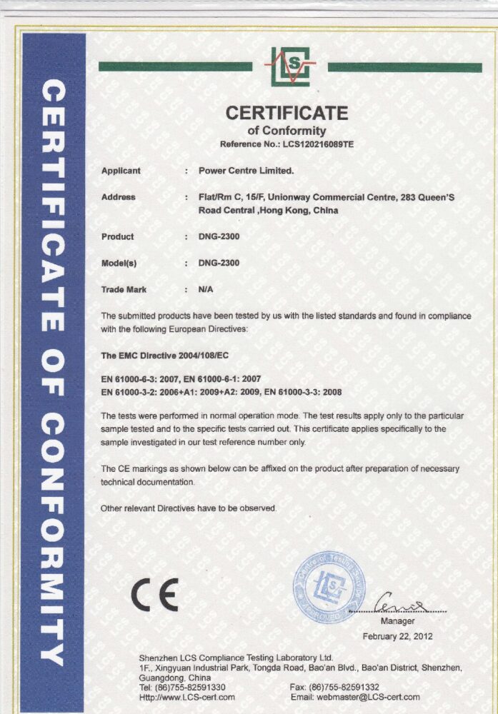 DNG-2300 Certificate of Conformity (CE)