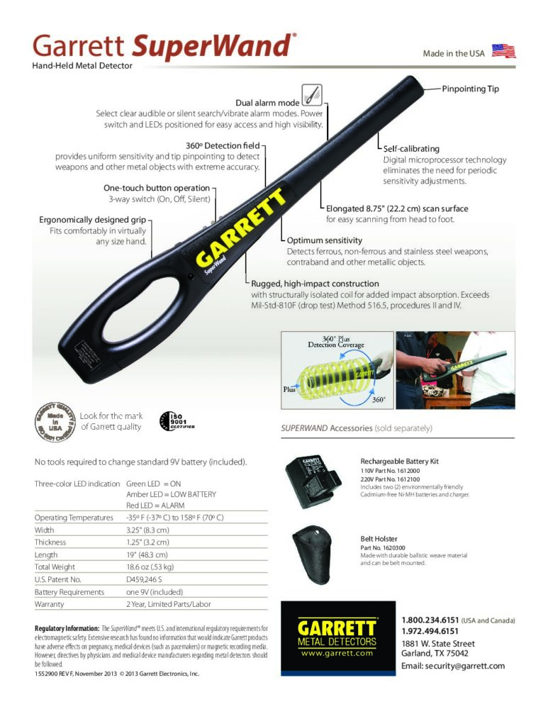 Garrett SuperWand Інструкція Користувача
